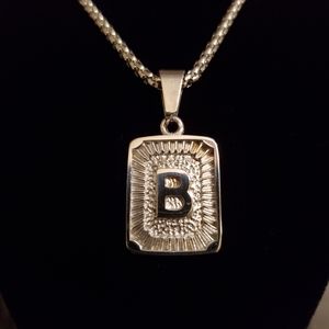 New Silver Plated Initial "B" Box Chain Ne…